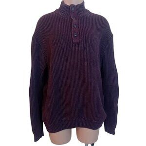 NWOT Mens Tall Waffle Knit Burgundy Henley Heavyweight Sweater Winter Casual XLT